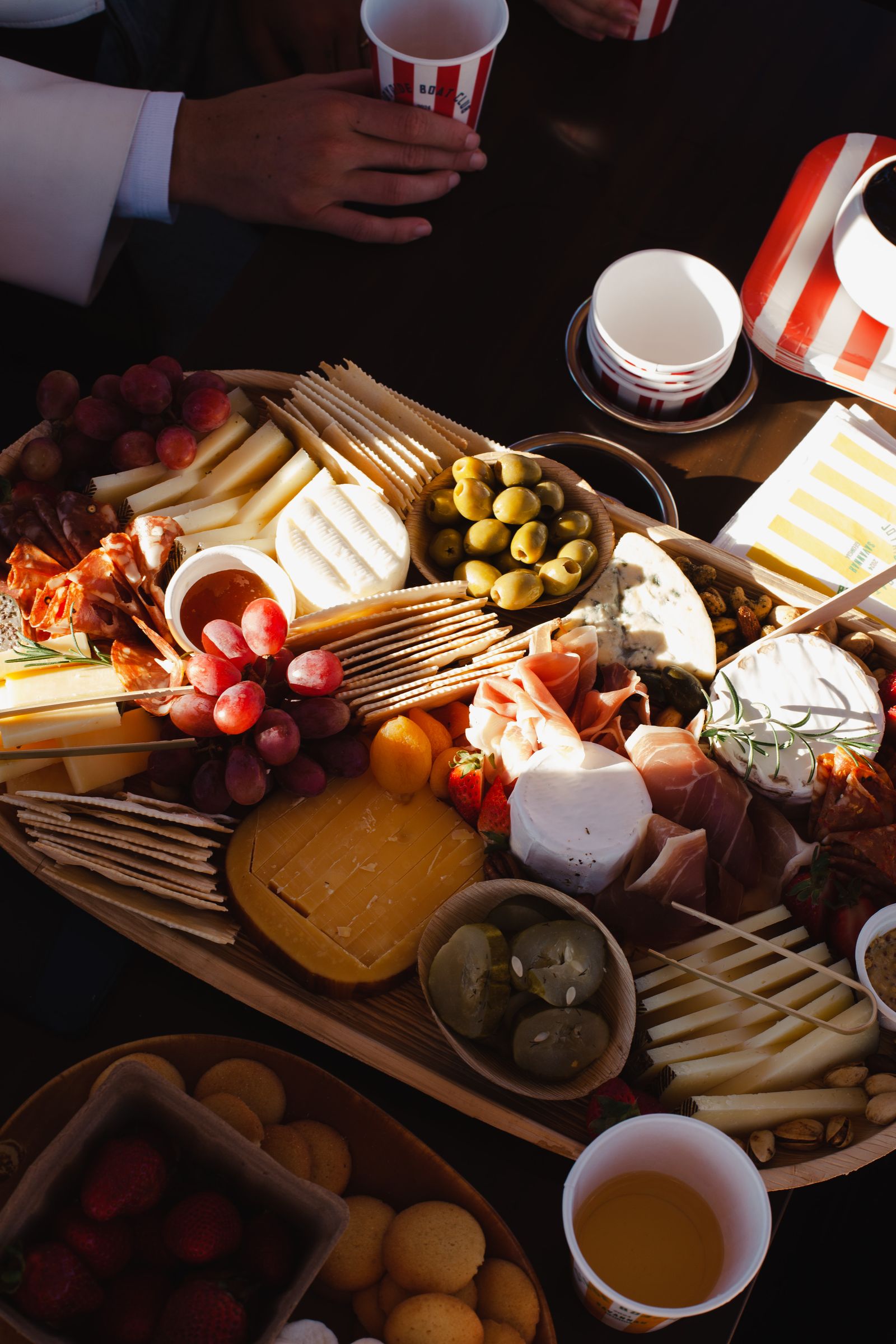 A Provisions Savannah charcuterie board in raking sunset light